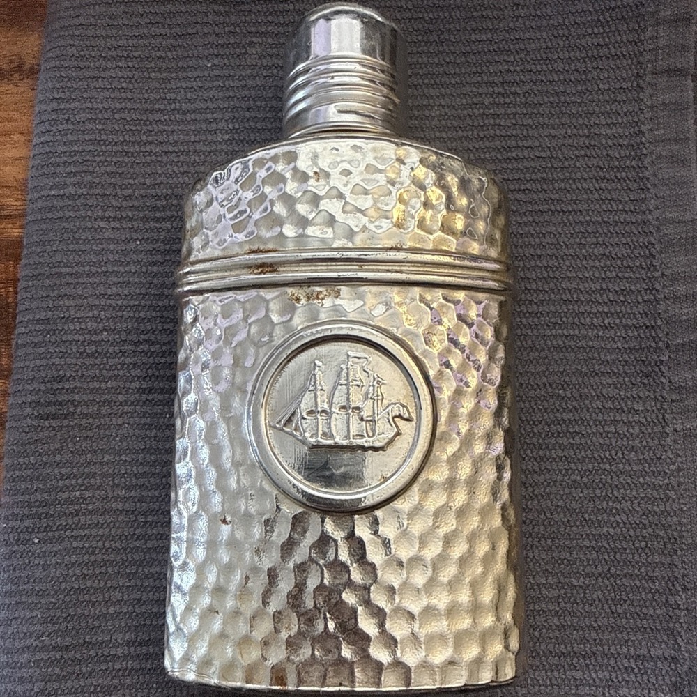 Vintage Old Spice Admiral's Flask After Shave Cologne Empty Silver Bottle w/lid